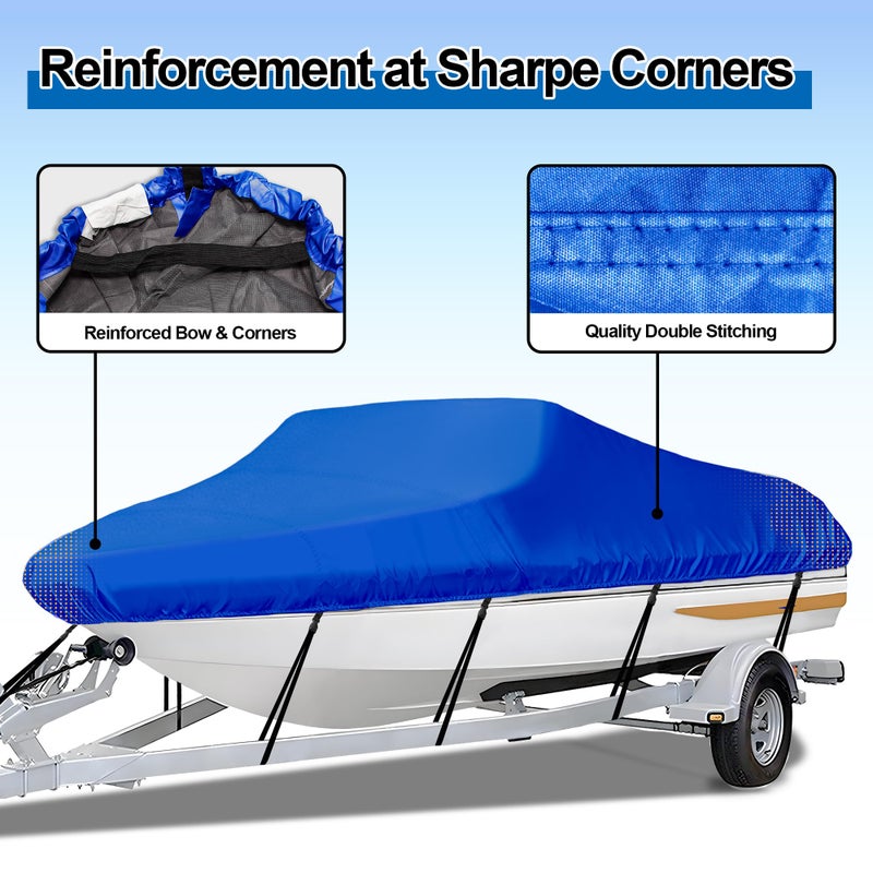 iCOVER Trailerable Boat Cover- 14'-16' Heavy Duty Waterproof Tarp Covers, Fits V-Hull, Fish&Ski, Pro-Style, Fishing, Runabout, Bass Boats, up to 14ft-16ft Long and 68" Wide - Image 5